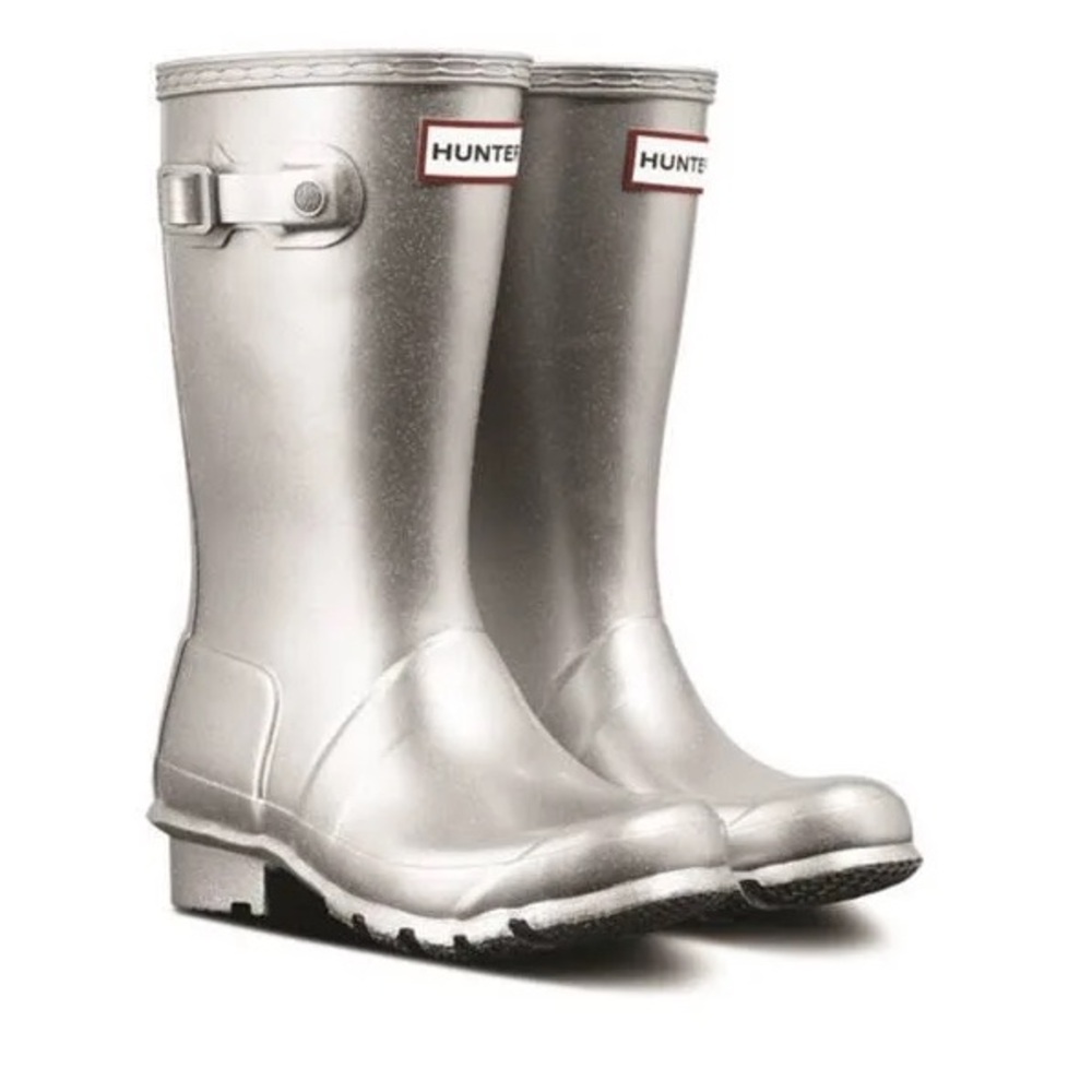 Hunter Silver Metallic Mid-Calf Rain Boots